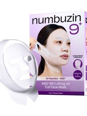 15 numbuzin No.9 NAD+ BIO Lifting Masks + Reusable Lifting Band - 50 Peptides